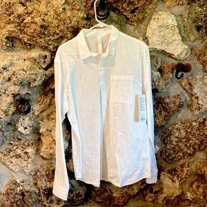 Lululemon White All Town Button Down Longsleeve Large New